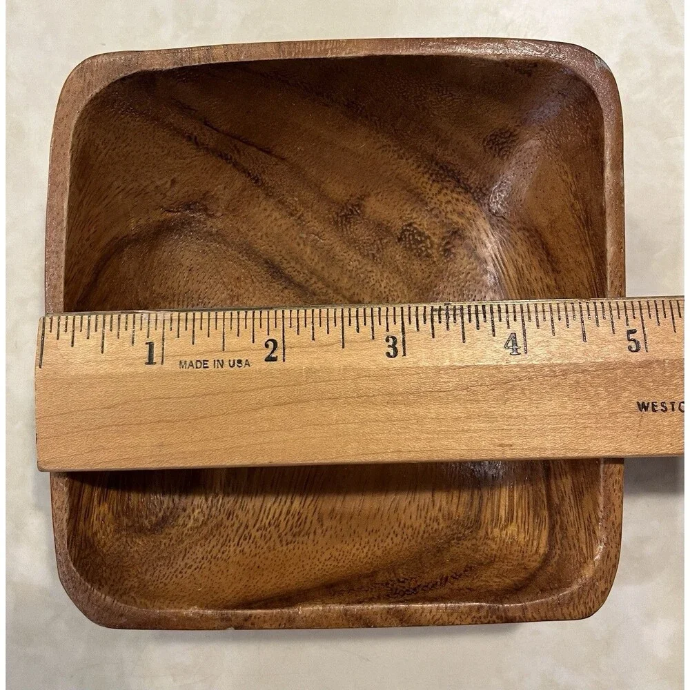 Vtg Hand Carved Wooden Bowls Set Of 5 Monkey Pod Acacia Mid Century Modern MCM